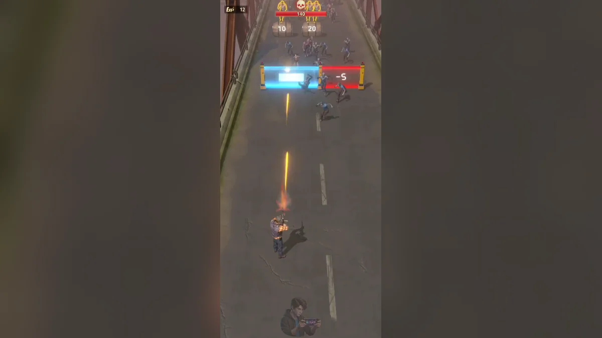 Runner stage in Z Route: Redemption: a soldier moves toward gates and zombies on the road