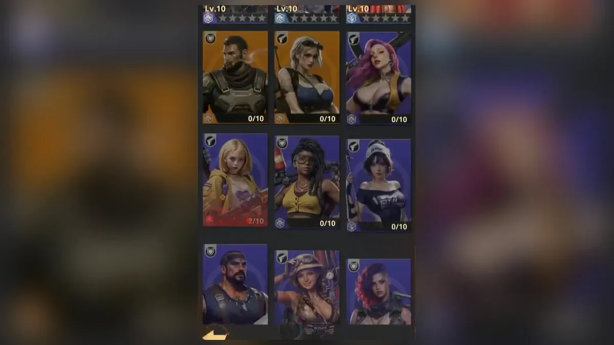 Hero list in Z Route: Redemption with UR and SSR portraits and their shard counts