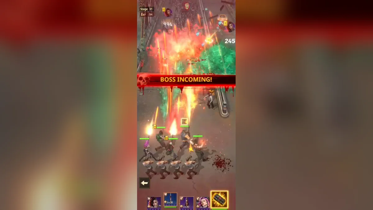Squad fighting a boss after the Boss Incoming warning in Z Route: Redemption